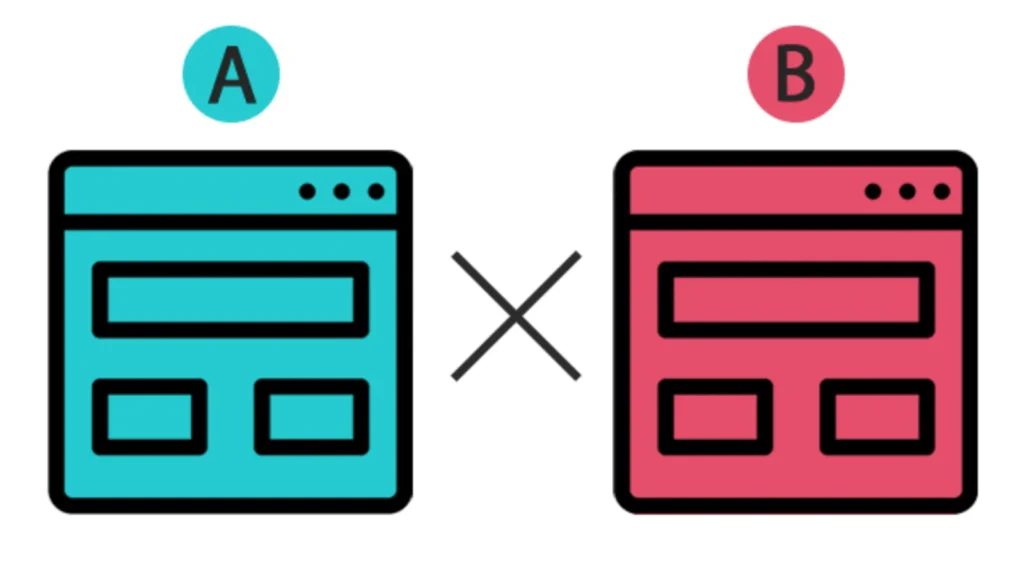 Imagem com duas alaternativas fazendo referência ao teste A/B