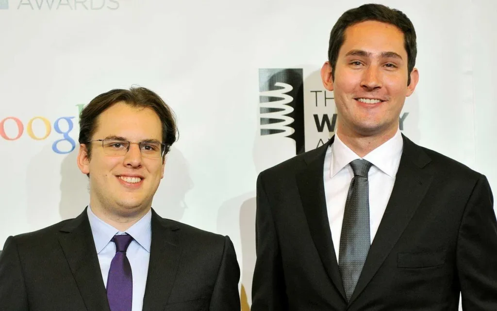 Foto com Kevin Systrom e Mike Krieger, criadores do Instagram