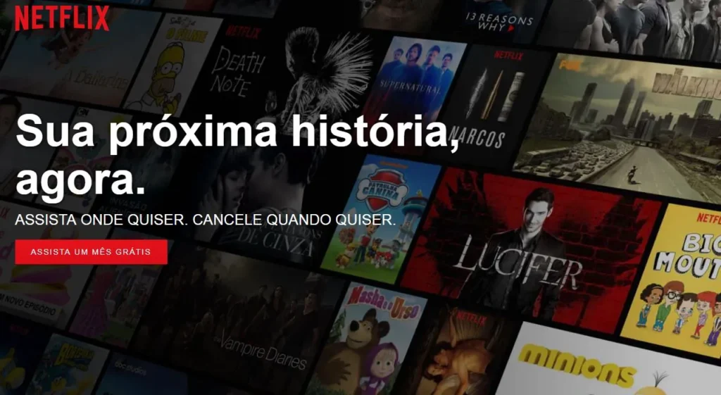 Imagem da tela inicial da Netflix usando o gatilho mental de reciprocidade de copywriting